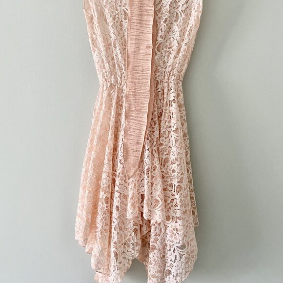 Blush Pink Lace Dress with Ribbon Belt - Size S/M - Picture 2 of 5